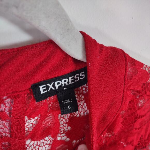 Express Red Dress with Lace, Size 0 - Picture 6 of 9
